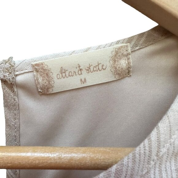Altard State Dress Ruffle‎ Striped Keyhole Back Beige Boho Festival Cream Size M - Picture 6 of 7